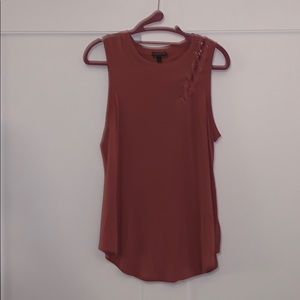 Express - Dusty Rose Lace Up Shoulder Tank (M)
